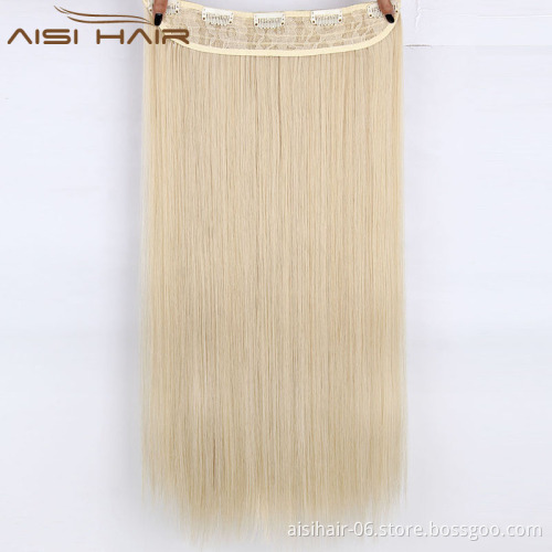 AiSi Hair 16 Color 24 Inch One Piece Long Straight Synthetic 5 Clips In Hair Extension